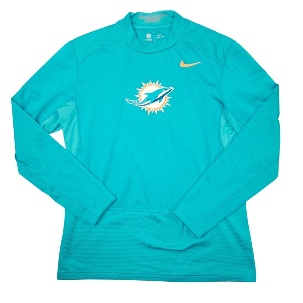 Nike Dri-FIT NFL Onfield Hyperwarm Miami Dolphins Pullover Aqua Mens Large‎